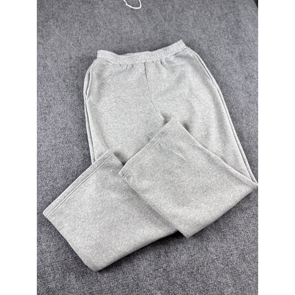 Cisono Heather Gray Wide-Leg Sweatpants for Women, Elastic Waist, Pre-Owned